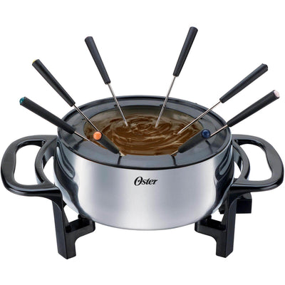 Oster FPSTFN7710 3-1/2 Quart Fondue Pot with Forks, Stainless Steel-Open Box