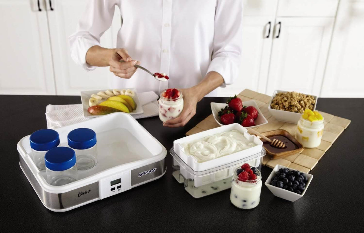 Oster CKSTYM1012 Mykonos Greek Digital Homemade Yogurt Maker, 2-Quart (Open Box)