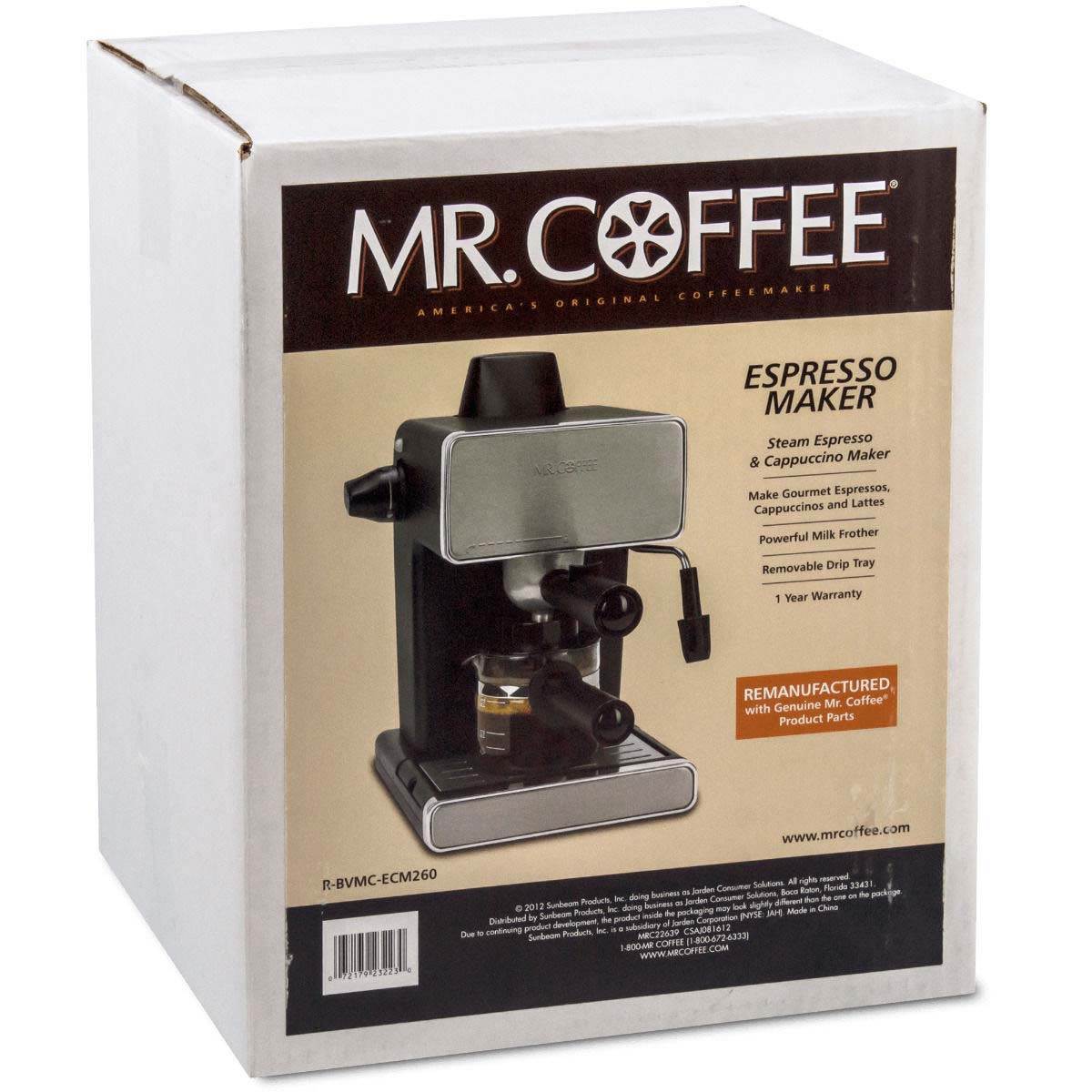 Mr. Coffee BVMC-ECM260 Steam Espresso Machine | S/S & Black (Missing Carafe)