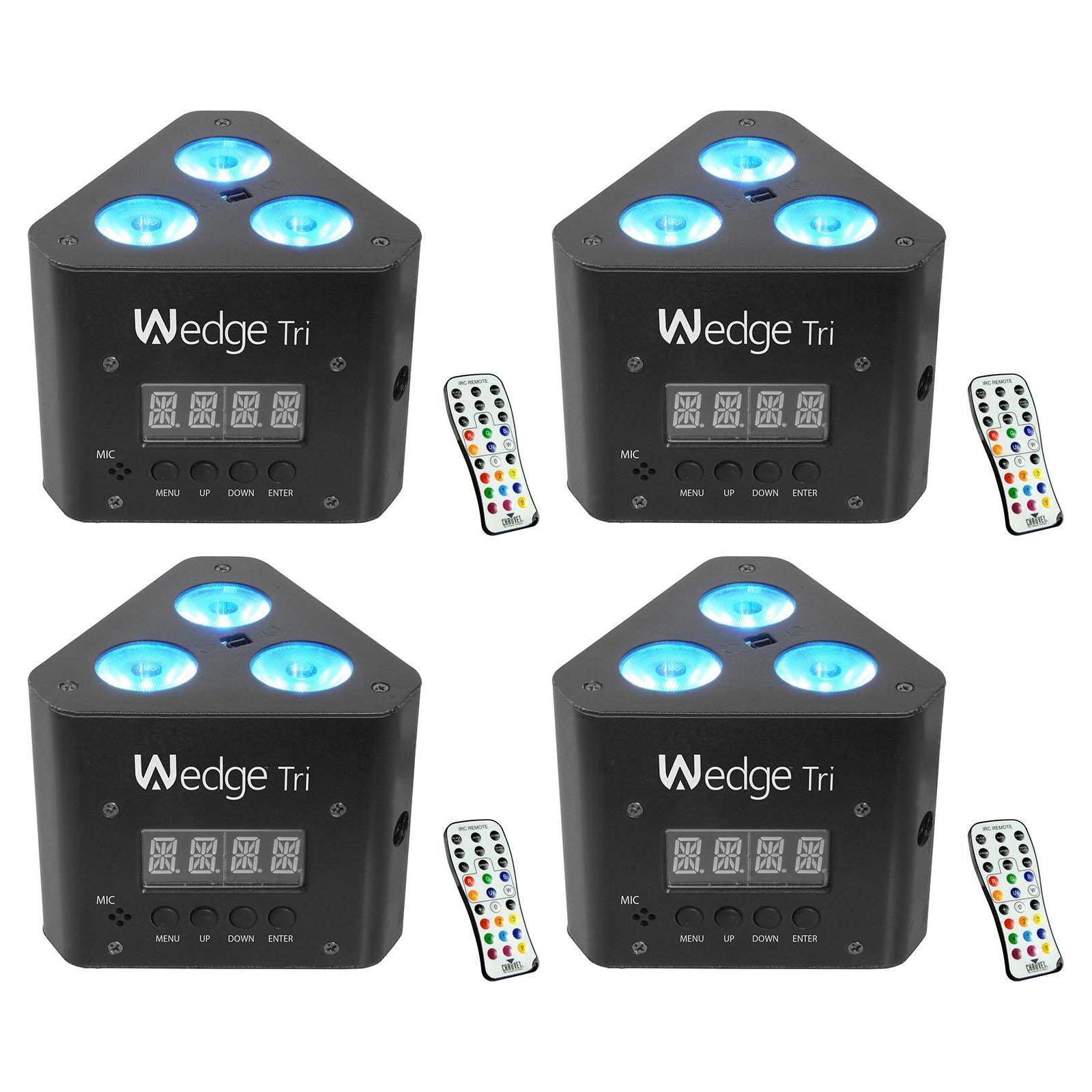 Chauvet DJ Wedge Tri RGB LED DMX Triangle Wash Light Effect with Remote (4 Pack)