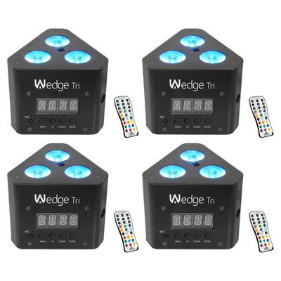 Chauvet DJ Wedge Tri RGB LED DMX Triangle Wash Light Effect with Remote (4 Pack)