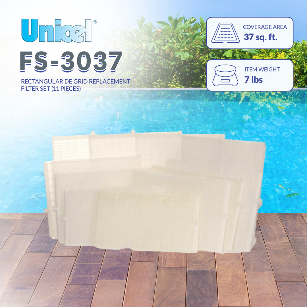 Unicel FS-3037 Replacement Rectangular DE Grid Pool Filter w/ Top Port, Full Set