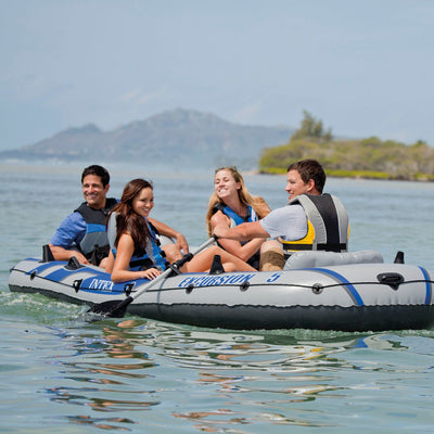 Intex Excursion 5 Person Inflatable Rafting &Fishing Boat Set w/2 Oars (3 Pack)