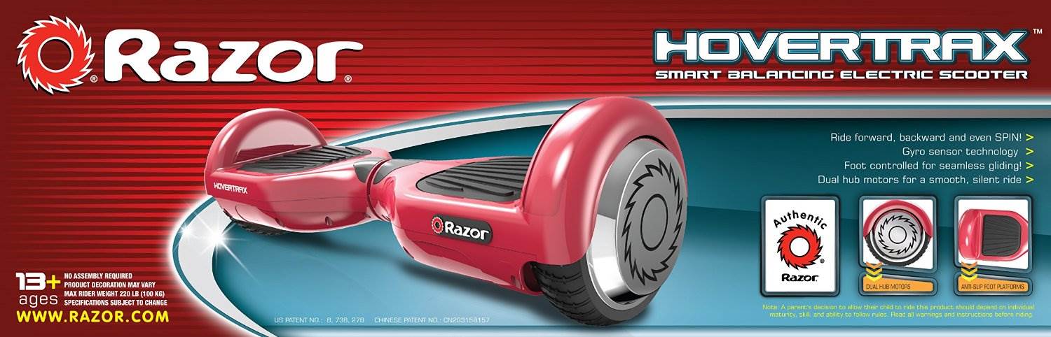 Razor Hovertrax 1.0 Electric Hoverboard Smartboard Scooter, Red with Helmet