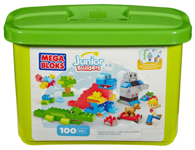 Mega Bloks Junior Builders Build-a-Story 100 Piece Tub Ages 2-5 | CYR23