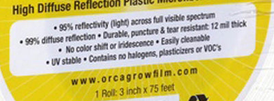 ORCA OR6000 Hydroponics Indoor Garden Grow Film Microfiber Seam Tape (Open Box)