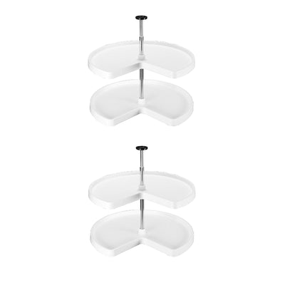 Rev-A-Shelf 3472-28-11-52 28-Inch White Polymer Kidney 2-Shelf Lazy Susan Set (2 Pack)