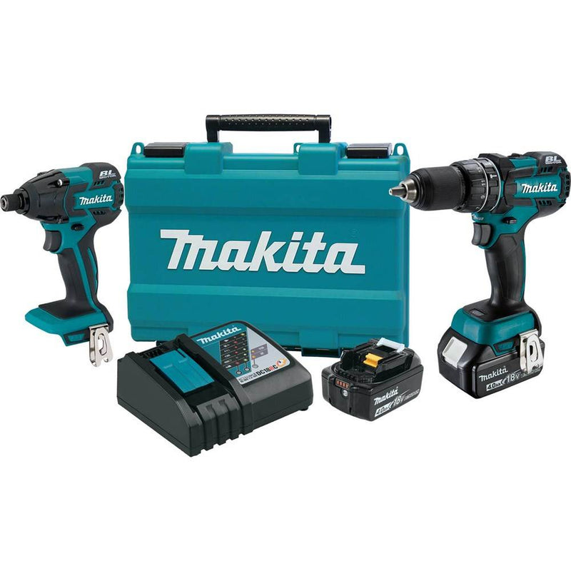 Makita Tool XT248MB 18V Lithium-Ion Impact Driver & Hammer Drill Kit + Batteries