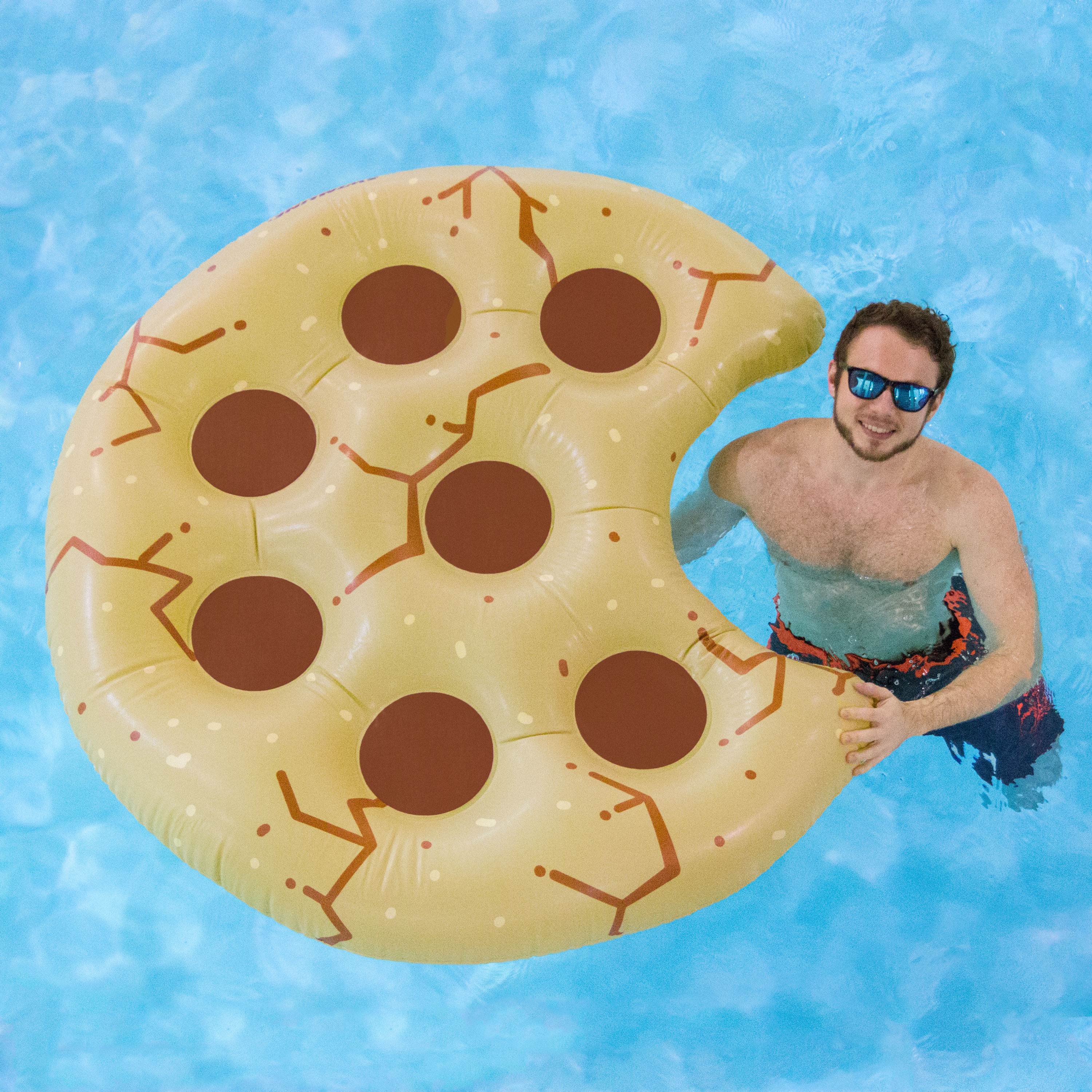 Swimline Chocolate Chip Cookie Inflatable Swimming Pool Water Raft Float Lounger - VMInnovations