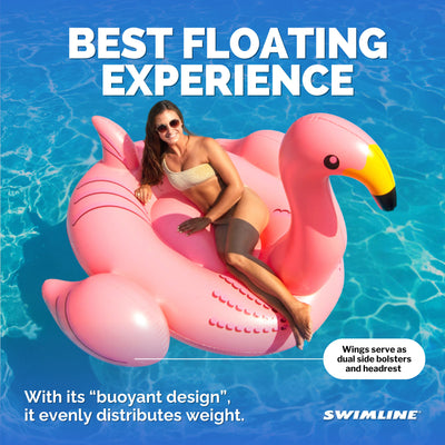 Swimline 90627 Giant 78" Inflatable Flamingo Ride-On Pool Float Water Raft, Pink