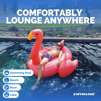 Swimline 90627 Giant 78" Inflatable Flamingo Ride-On Pool Float Water Raft, Pink
