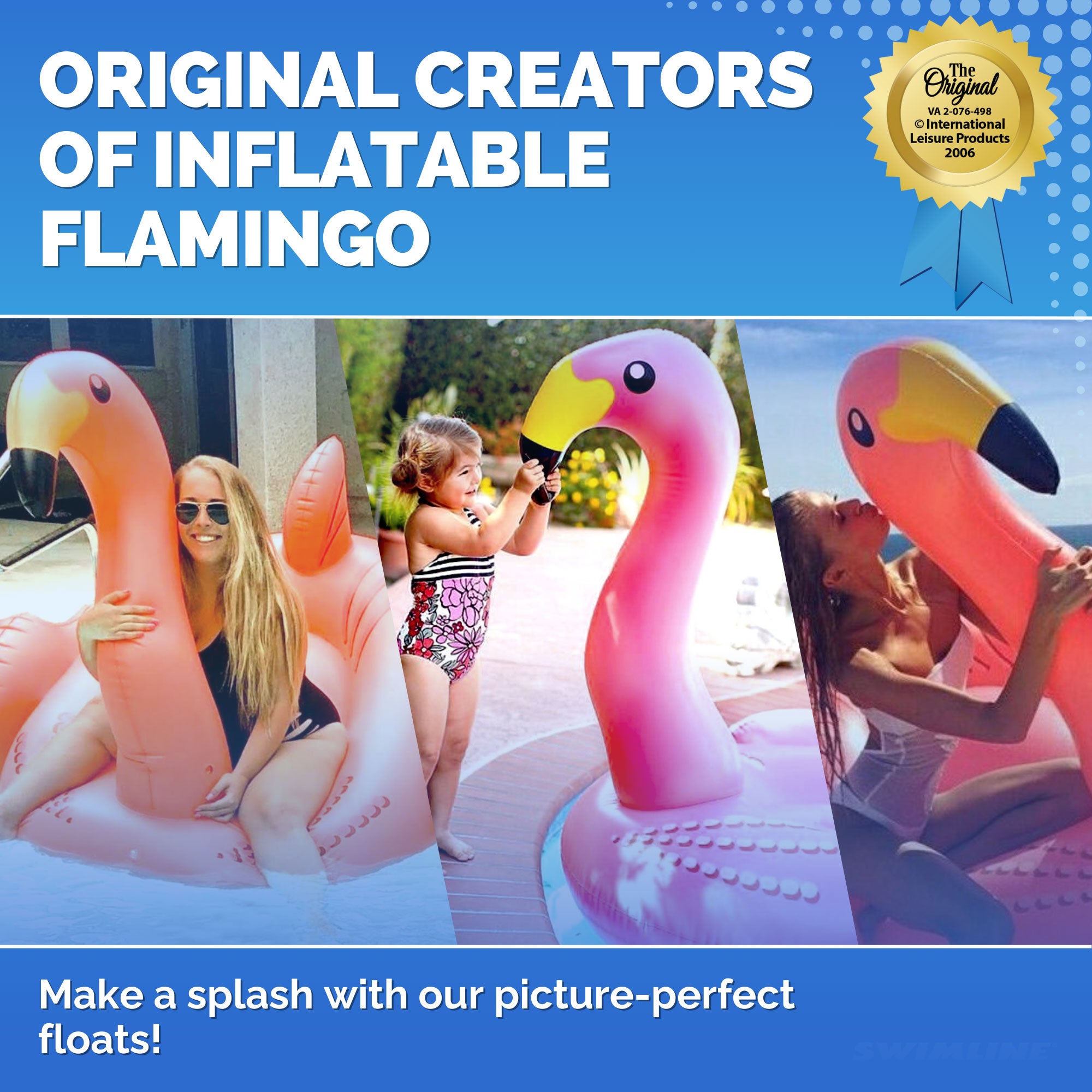 Swimline 90627 Giant 78" Inflatable Flamingo Ride-On Pool Float Water Raft, Pink