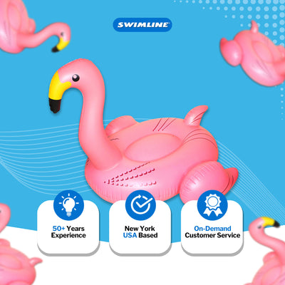 Swimline 90627 Giant 78" Inflatable Flamingo Ride-On Pool Float Water Raft, Pink