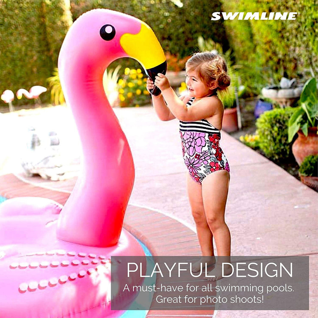 Swimline 90627 Giant 78" Inflatable Flamingo Ride-On Pool Float Water Raft, Pink