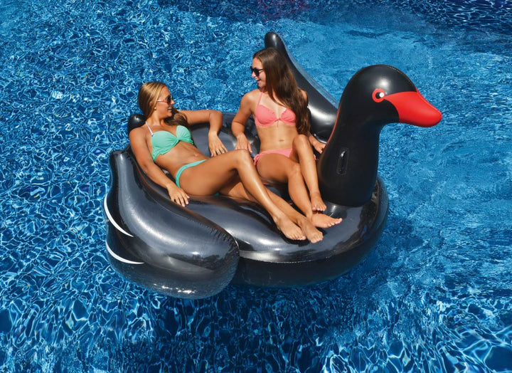 Swimline 90628 Giant Inflatable Ride On 75 Inch Opaque Black Swan Pool Float