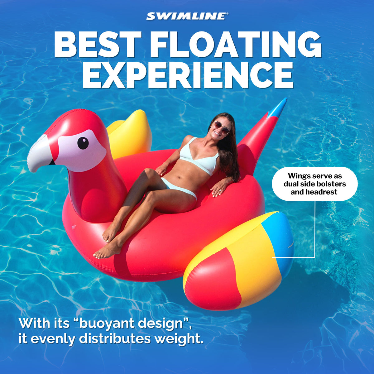 Swimline Giant Ride-On Tropical Parrot Inflatable Pool Float, Pink (Open Box)