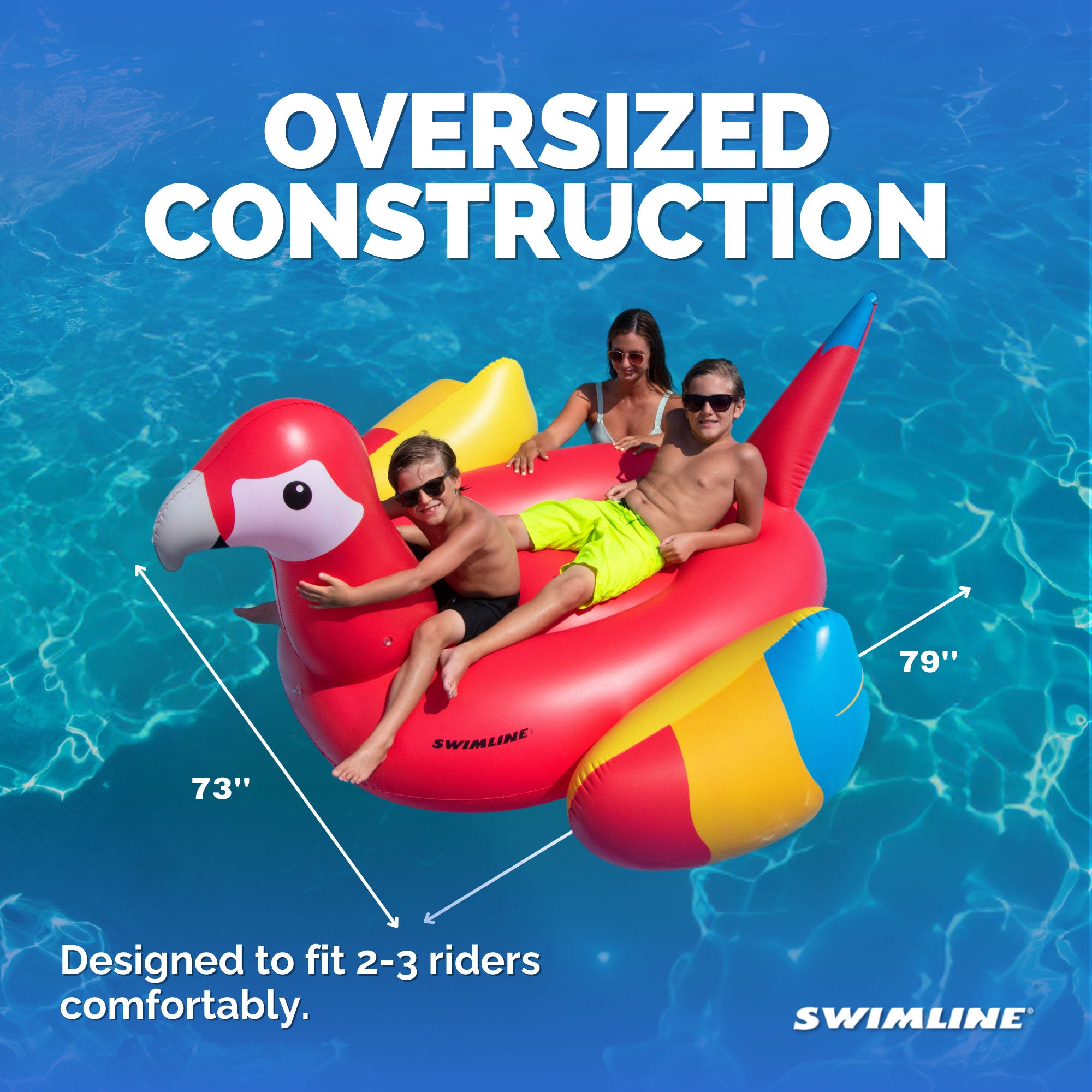 Swimline Giant Ride-On Tropical Parrot Inflatable Pool Float, Pink (Open Box)