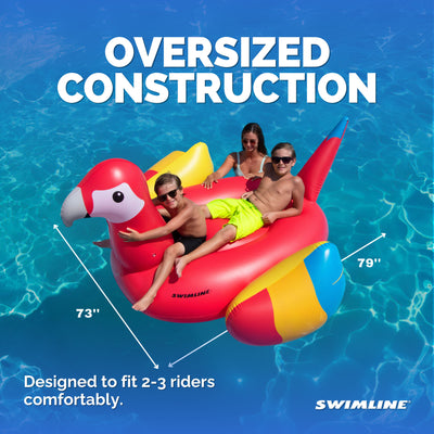 Swimline Giant Ride-On Tropical Parrot Inflatable Pool Float, Pink (Open Box)