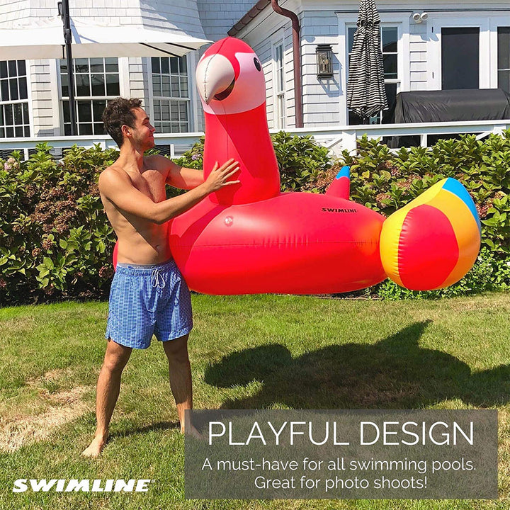 Swimline 90629 Giant 93" Tropical Parrot Inflatable Ride On Swimming Pool Float