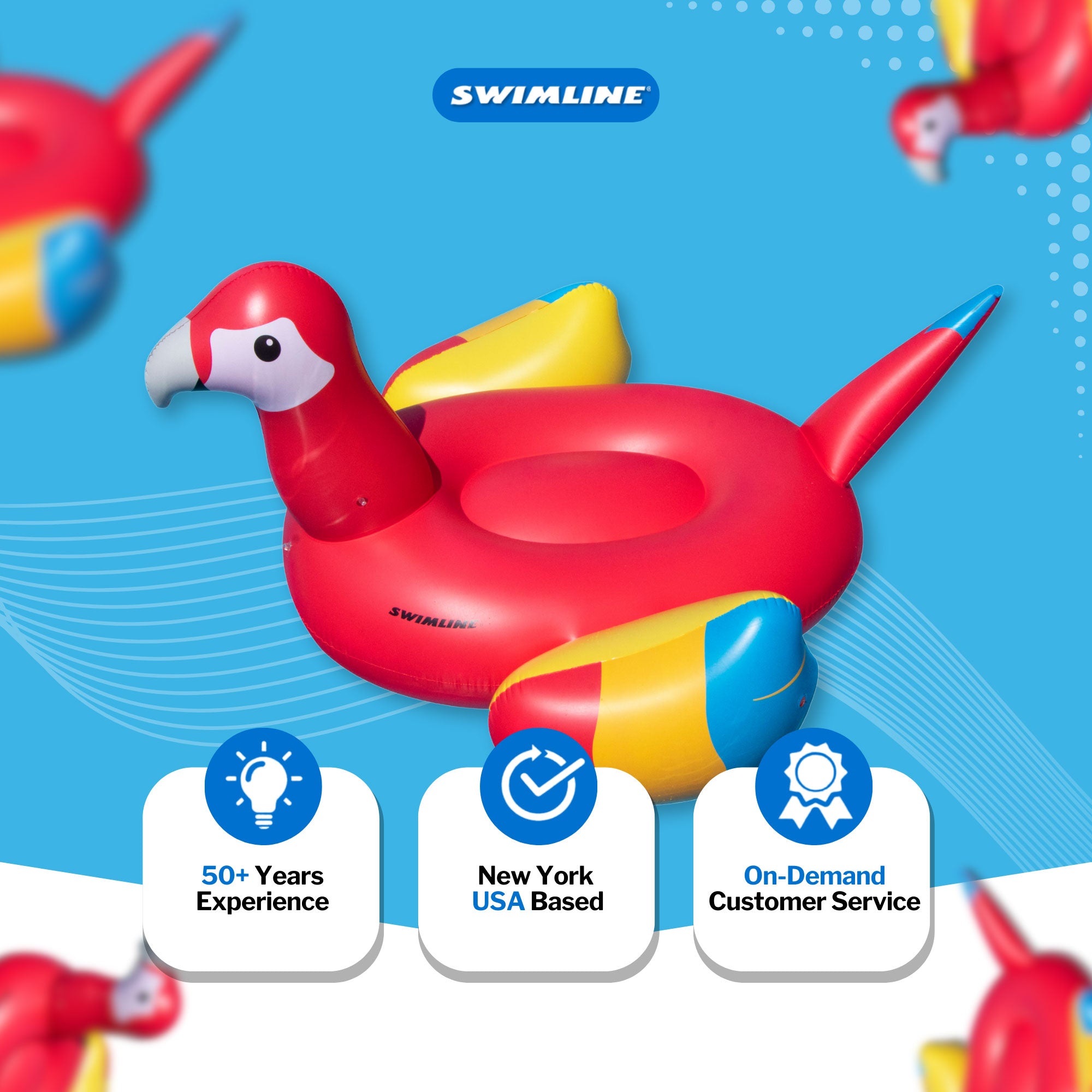 Swimline Giant Ride-On Tropical Parrot Inflatable Pool Float, Pink (Open Box)
