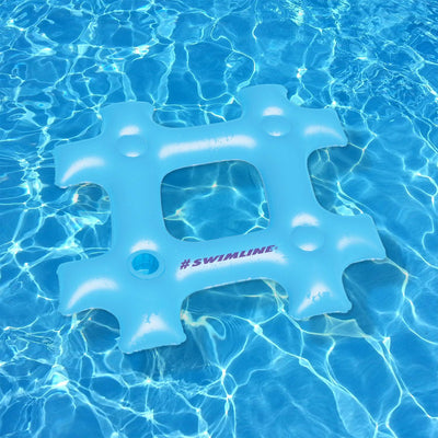 Swimline Giant Inflatable Hashtag Sign Pool or Lake Floating Water Lounger, Blue