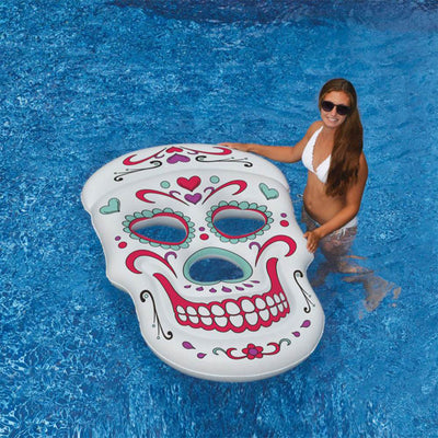 Swimline Giant Inflatable 62-Inch Sugar Skull Pool Island Raft (Open Box)