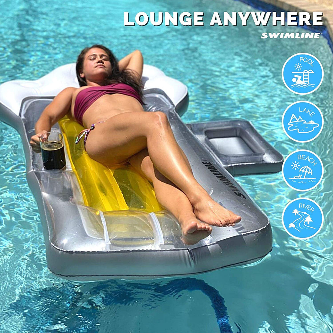 Swimline 72" Inflatable Frosted Beer Mug Swimming Pool Lounger Floating Raft