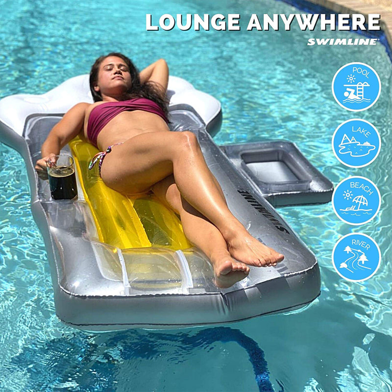 Frosted Beer Mug Inflatable Swimming Pool Lounger Floating Water Raft (Used)