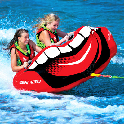 Wow Hot Lips Inflatable 2 Person Cockpit Seating Towable Water Sports Tube, Red