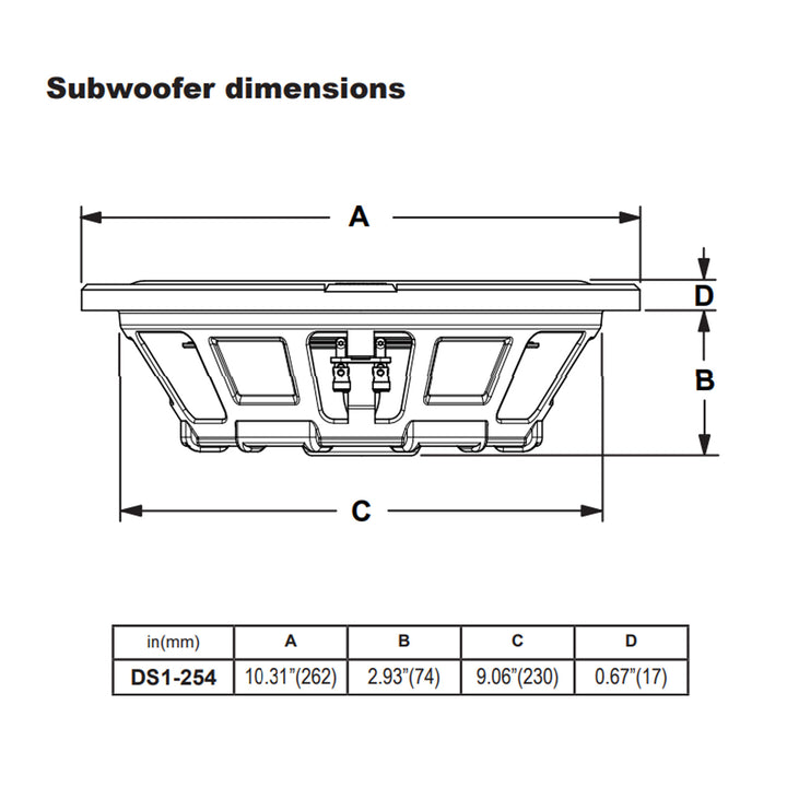 MB Quart DS1-254 200 Watt 4 Ohm 10 Inch Shallow Slim Subwoofer for Vehicles