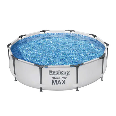 Bestway Steel Pro MAX 14 x 4 Foot Round Frame Above Ground Swimming Pool Set