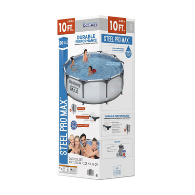 Bestway Steel Pro MAX 10'x30" Round Above Ground Outdoor Pool with Pump, 2 Pack - VMInnovations