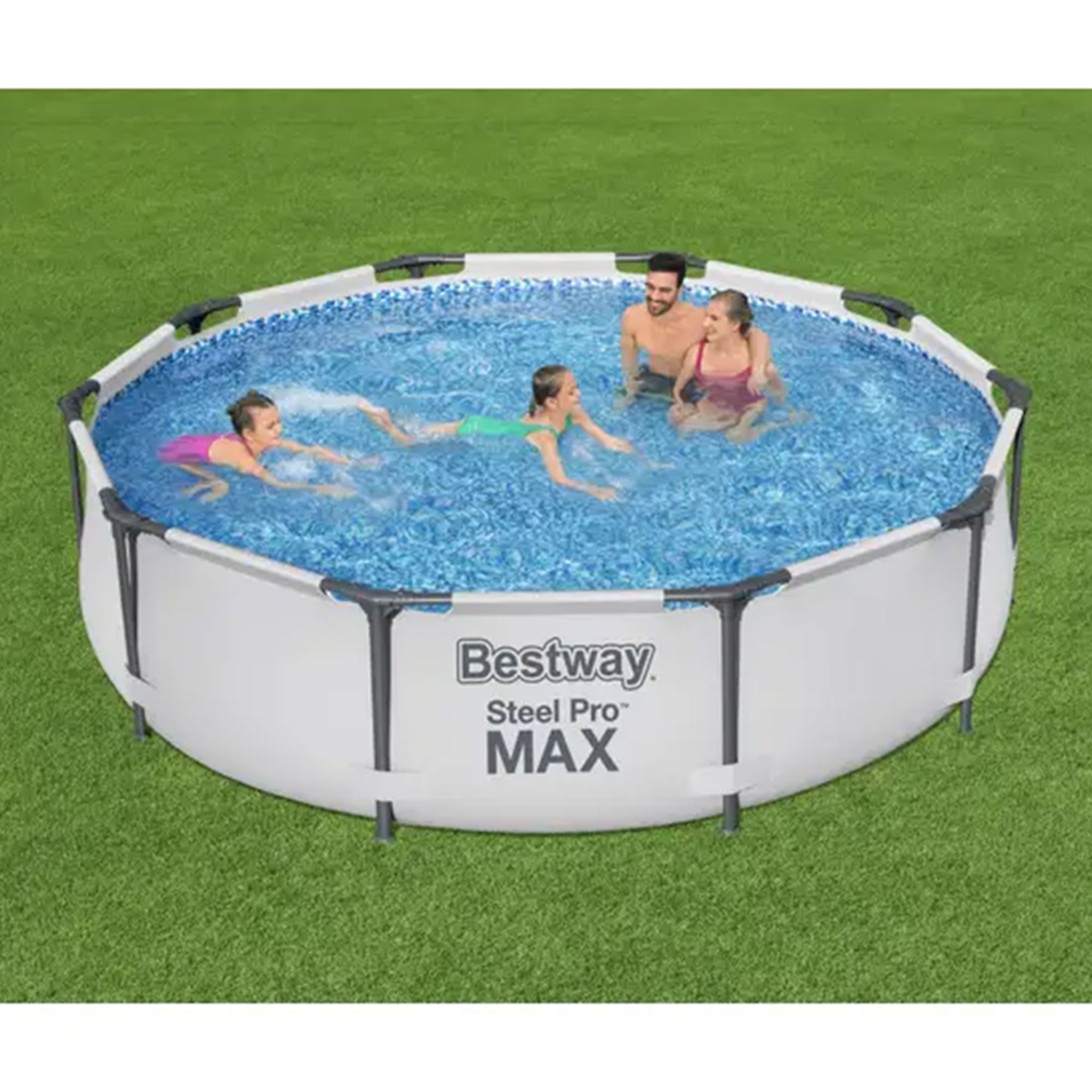 Bestway Steel Pro MAX 14 x 4 Foot Round Frame Above Ground Swimming Pool Set - VMInnovations