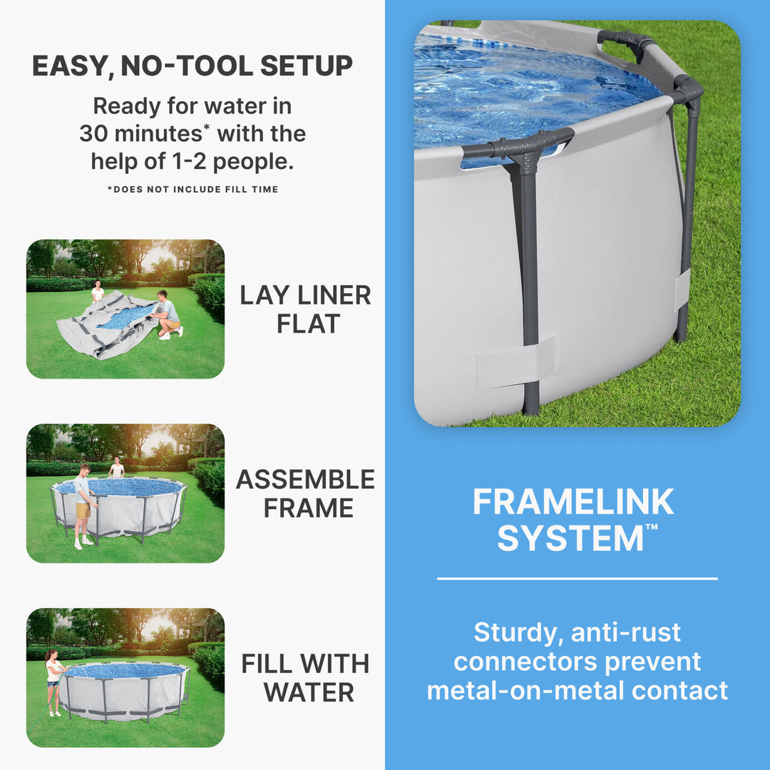 Bestway Steel ProMAX 10'x30" Above Ground Outdoor Swimming Pool w/Pump(Open Box)