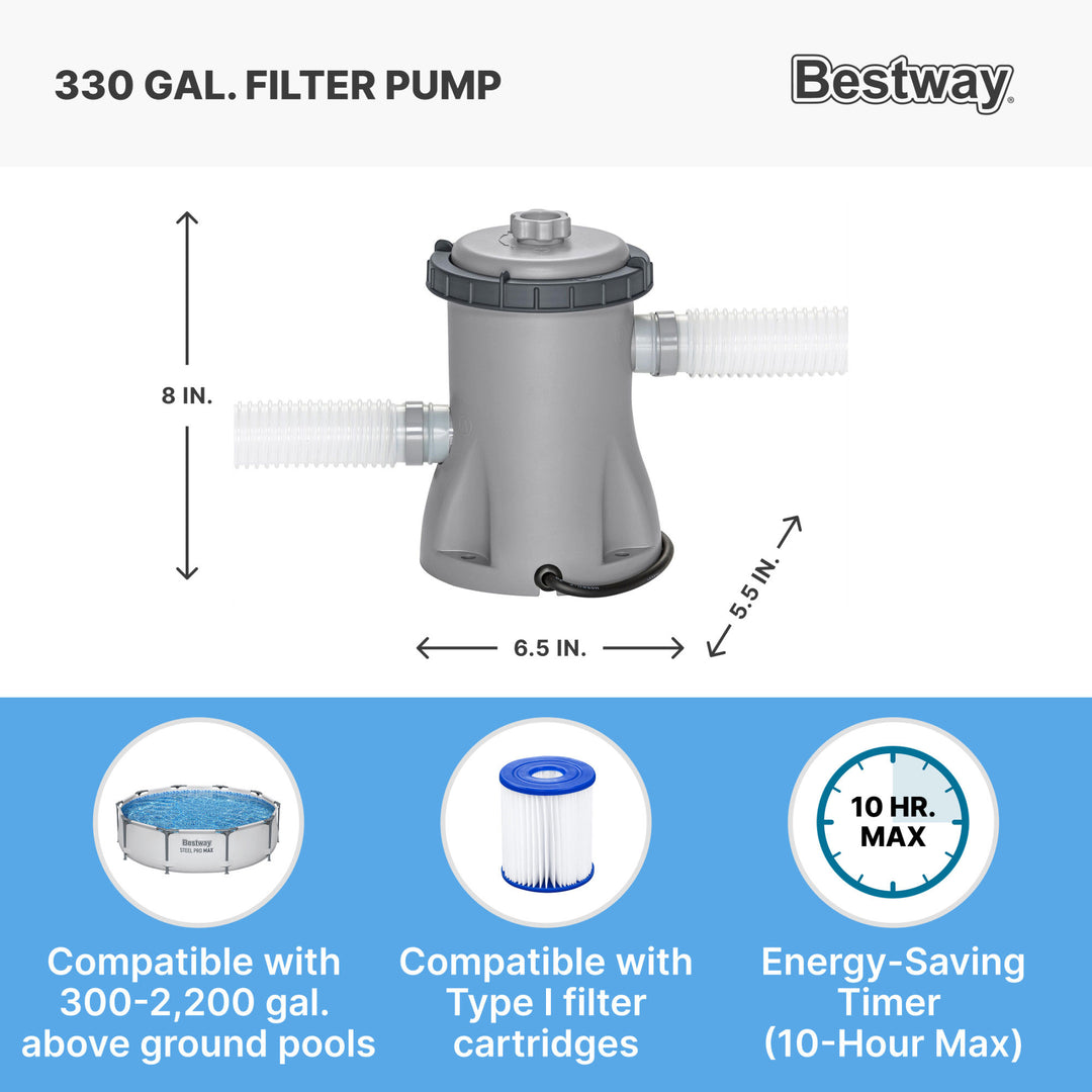 Bestway Steel Pro MAX 10'x30" Above Ground Outdoor Swimming Pool with Pump(Used)