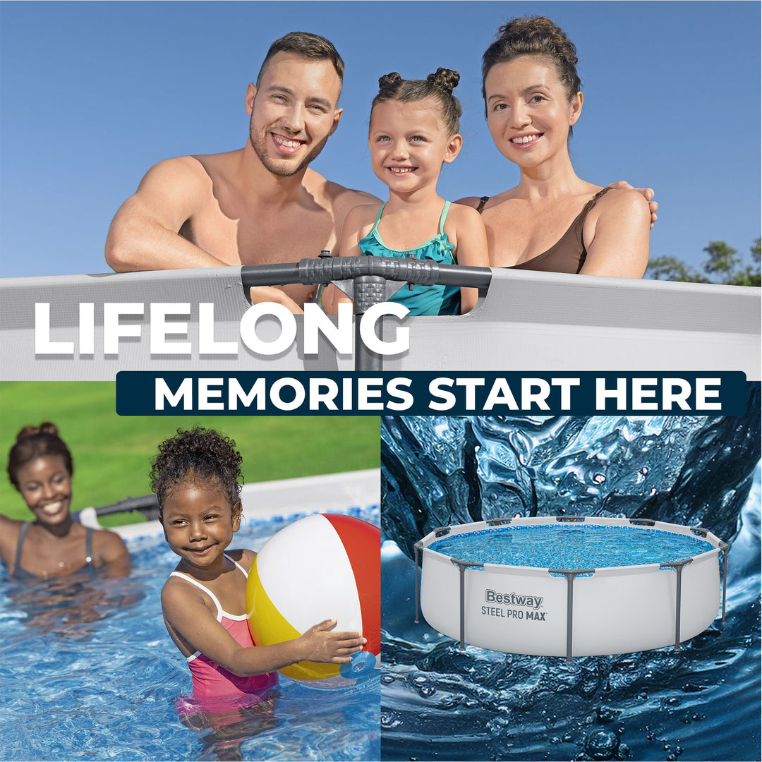 Bestway Steel Pro MAX 10'x30" Round Above Ground Outdoor Swimming Pool with Pump - VMInnovations