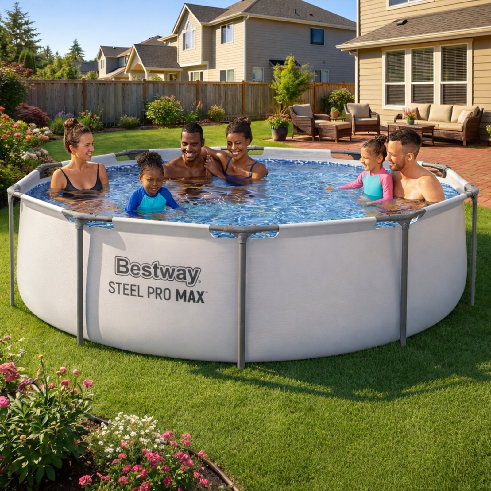 Bestway Steel Pro MAX 10'x30" Round Above Ground Outdoor Swimming Pool with Pump - VMInnovations
