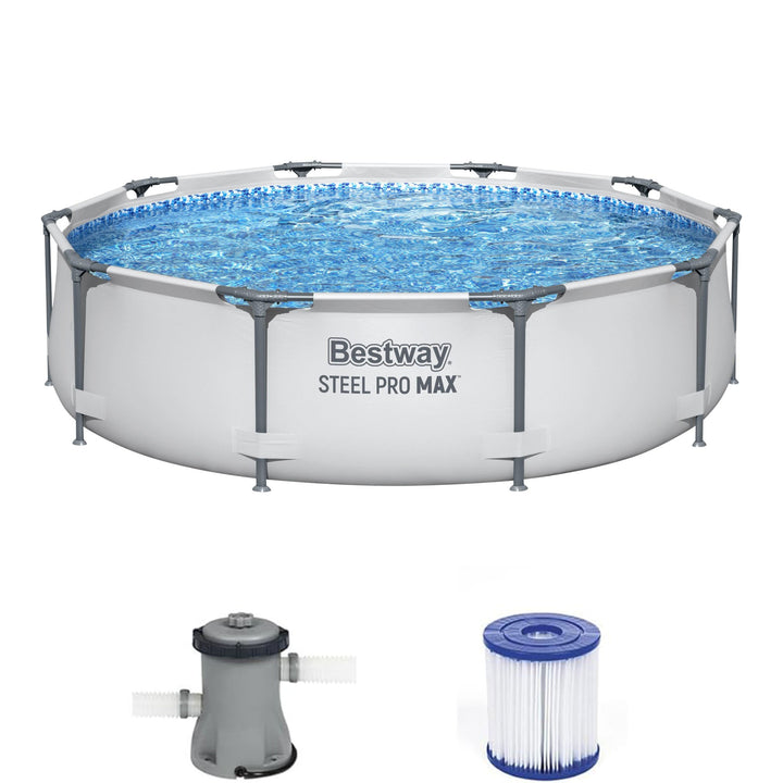 Bestway Steel ProMAX 10'x30" Above Ground Outdoor Swimming Pool w/Pump(Open Box)
