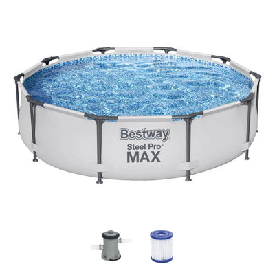 Bestway 10' x 30" Steel Pro Frame Max Round Above Ground Pool w/ Pump (Damaged)