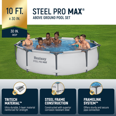 Bestway Steel Pro MAX 10'x30" Round Above Ground Outdoor Pool with Pump, 4 Pack