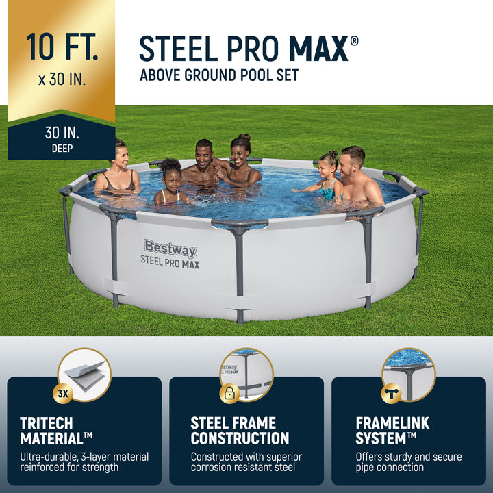 Bestway 10'x30" Steel Pro Frame Above Ground Swimming Pool Set (For Parts)
