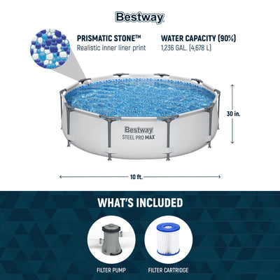 Bestway Steel Pro MAX 10'x30" Round Above Ground Outdoor Pool with Pump, 4 Pack