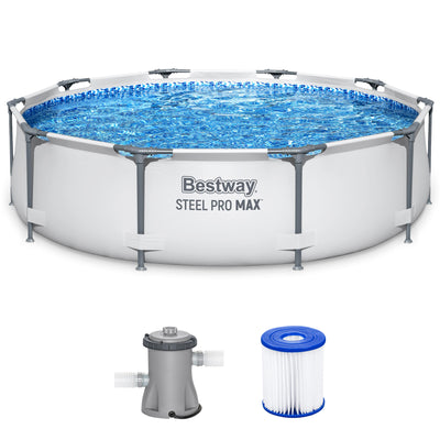 Bestway Steel Pro MAX 10'x30" Round Above Ground Outdoor Pool with Pump, 4 Pack