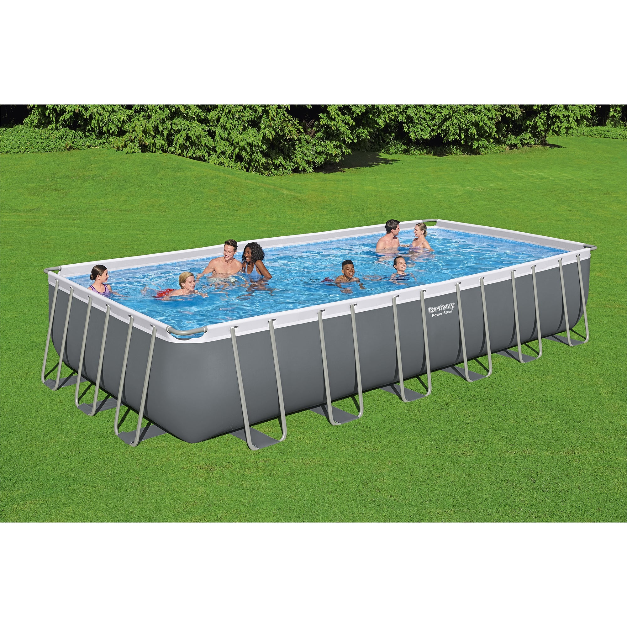Bestway 24ft x 12ft x 52in Rectangular Above Ground Pool Set w/ Pool Skimmer - VMInnovations