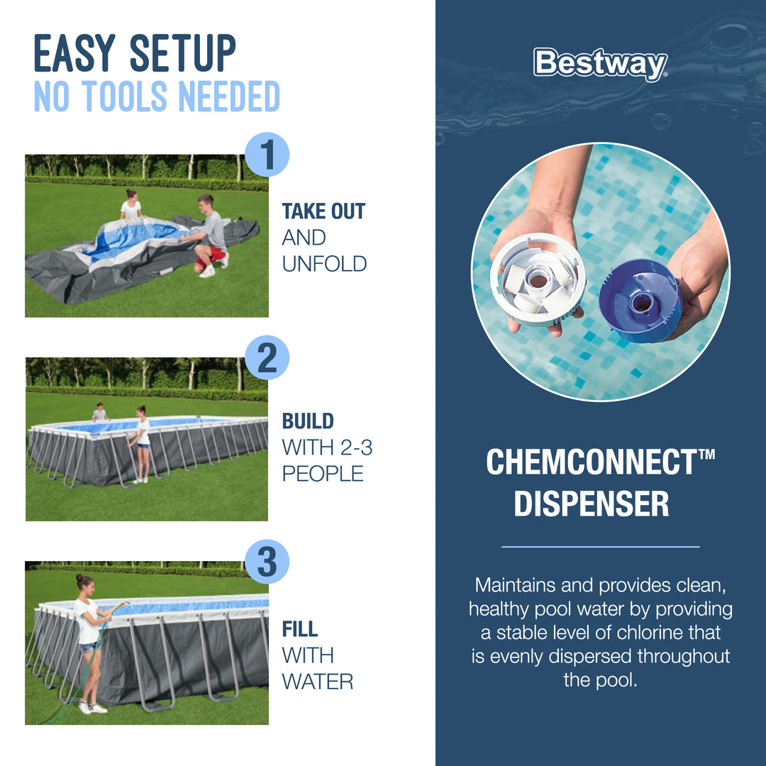 Bestway 24' x 12' x 52" Rectangular Frame Above Ground Pool Set (Open Box)