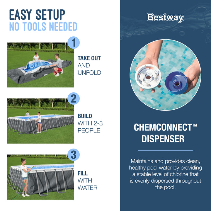 Bestway 24' x 12' x 52" Rectangular Frame Above Ground Pool Set (Open Box)