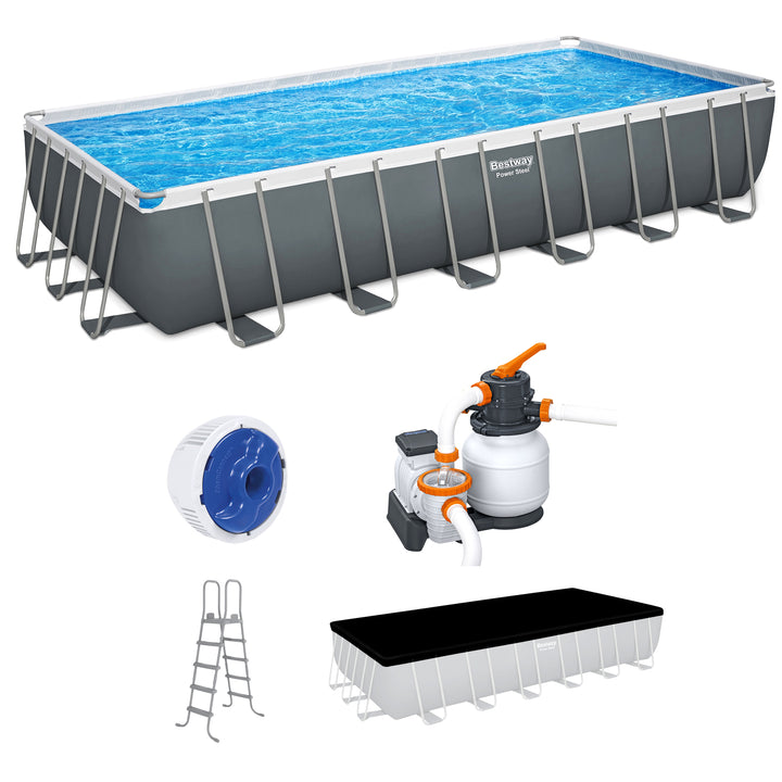Bestway Power Steel 24' x 12' x 52" Rectangular Above Ground Swimming Pool Set