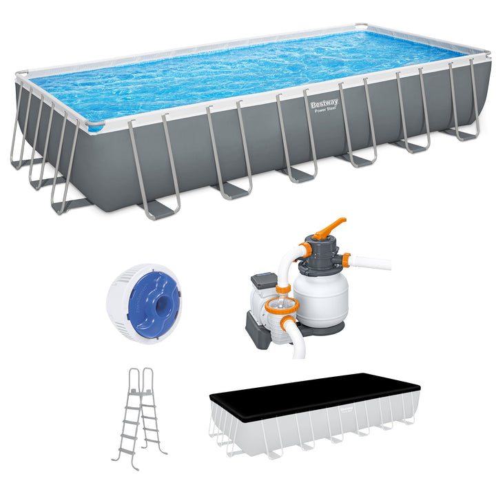 Bestway 24' x 12' x 52" Power Steel Rectangular Above Ground Pool Set (Used)