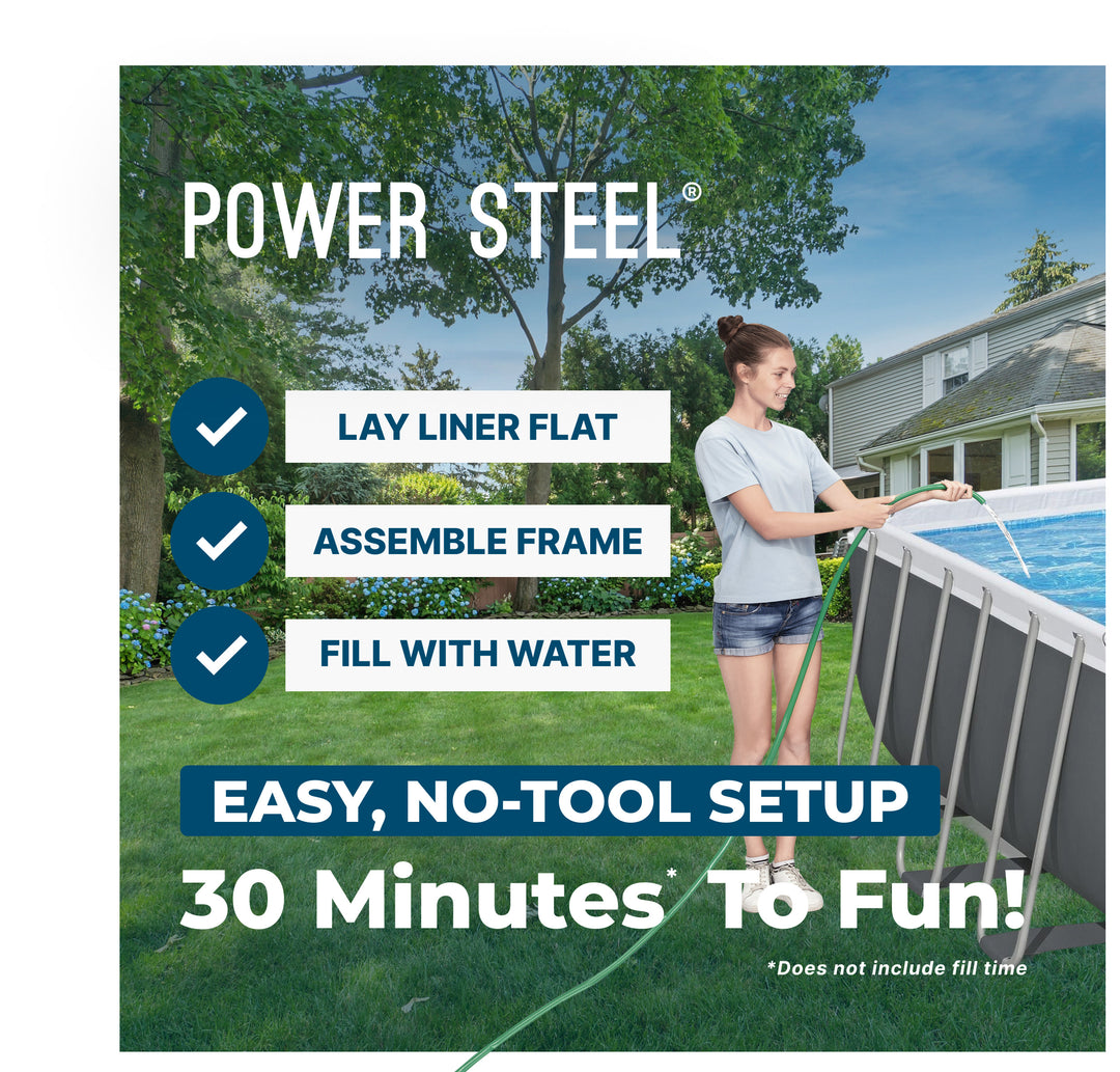 Bestway Power Steel 24' x 12' x 52" Rectangular Above Ground Swimming Pool Set