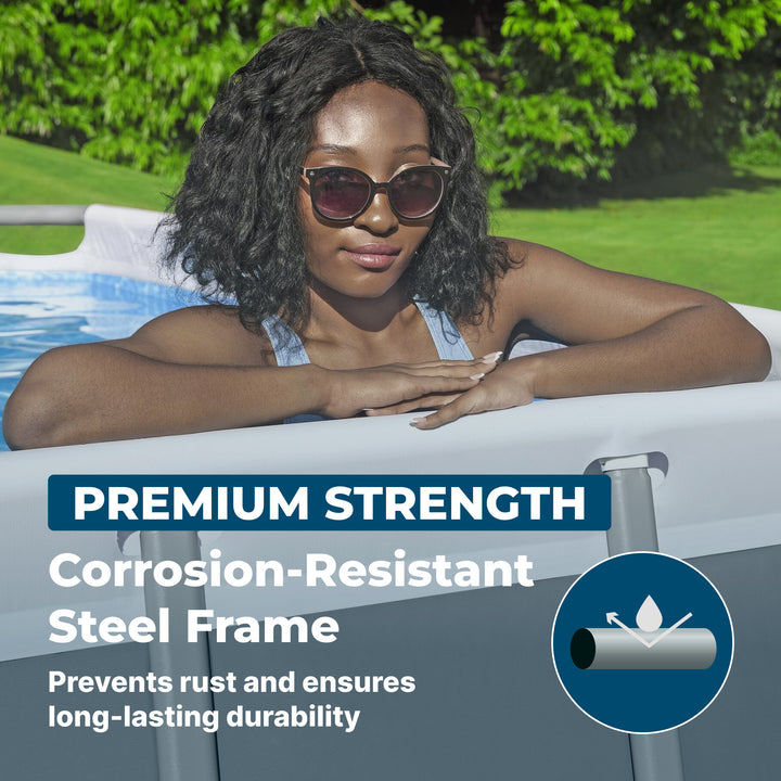 Bestway Power Steel 24' x 12' x 52" Rectangular Above Ground Swimming Pool Set